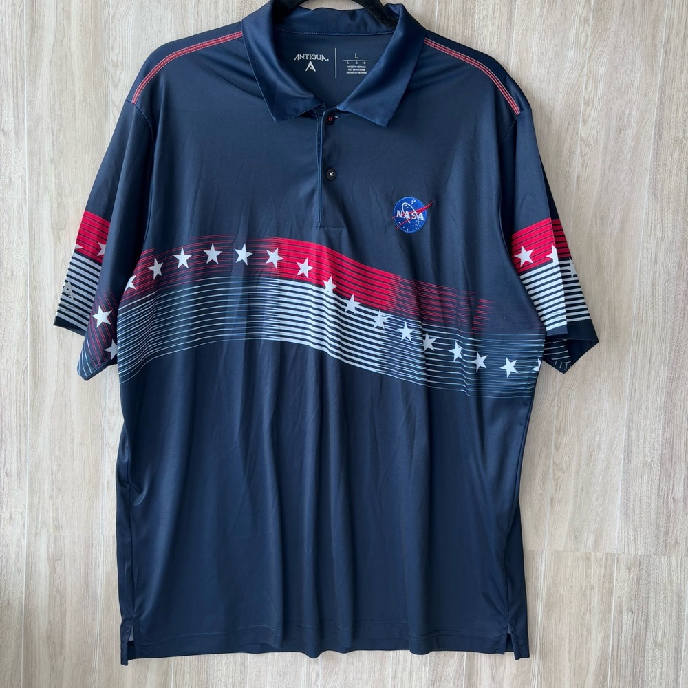 Antigua Men's Navy Blue NASA Polo Shirt size L